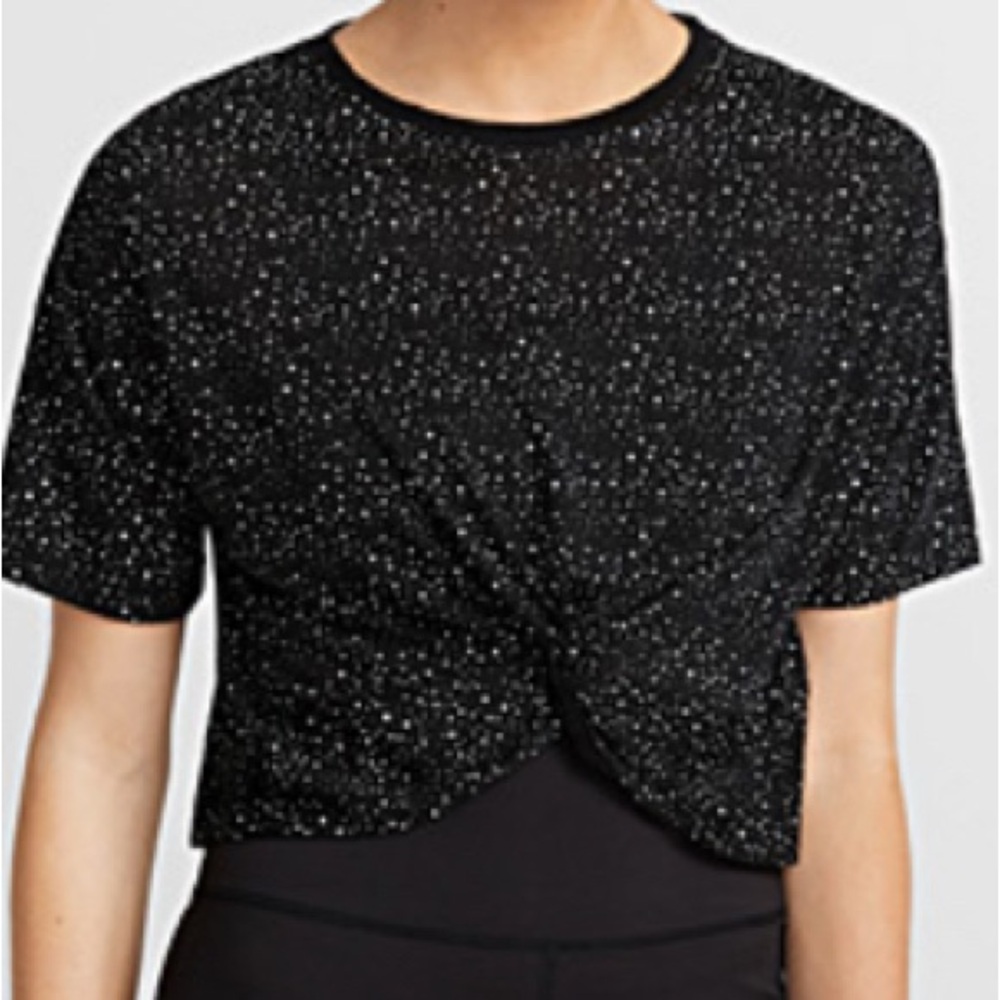 Ifiv5 (Simon’s brand) Black and White Polka dot knotted tee shirt.
